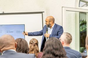Faraaz delivering a presentation at the Nairobi Climate Talks