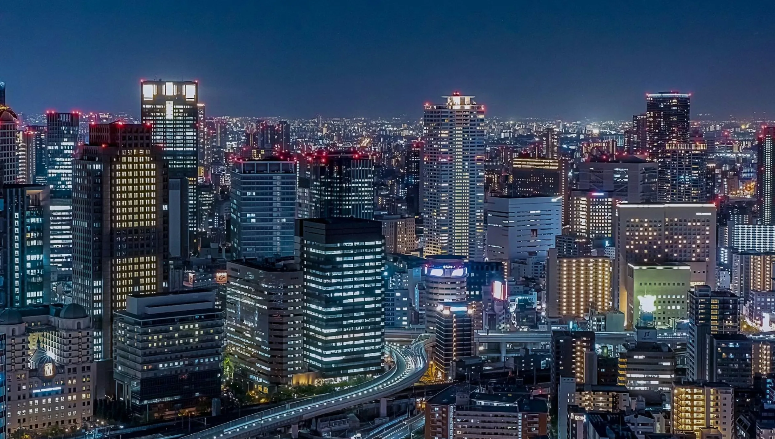 City skyline at night